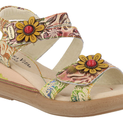 Flower sandals with Jacsono 29 beige velcro closure