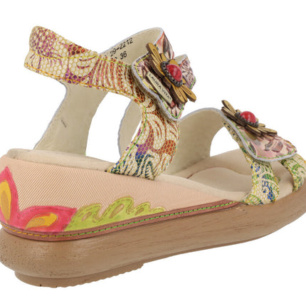 Flower sandals with Jacsono 29 beige velcro closure