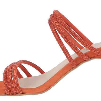 Mules Suede Sandals with Strass Paola strips