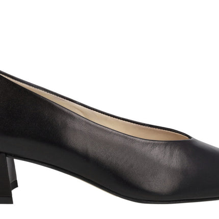 Black leather halls Ingrid with wide heels of 4 cms