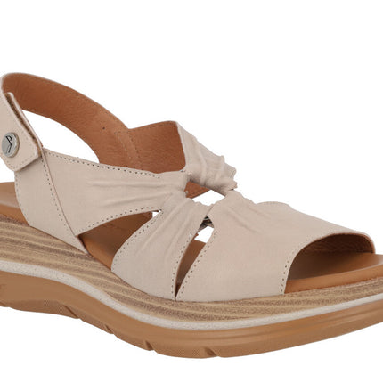 Leather sandals with rom and velcro closure ornament