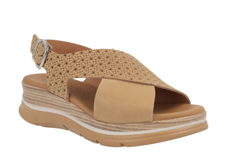 Nubuck sandals with cross strips and buckle