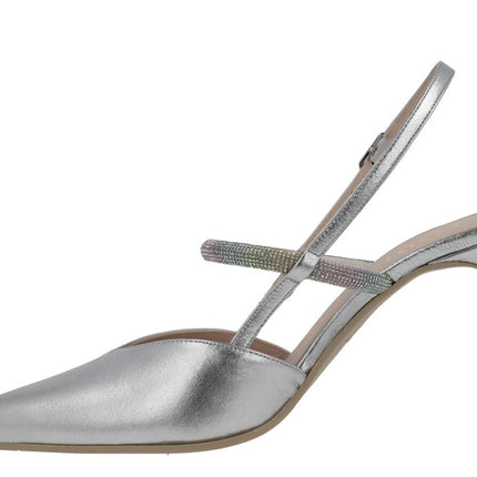 Zapatos Safite destalonados en piel metalizada con tira de strass