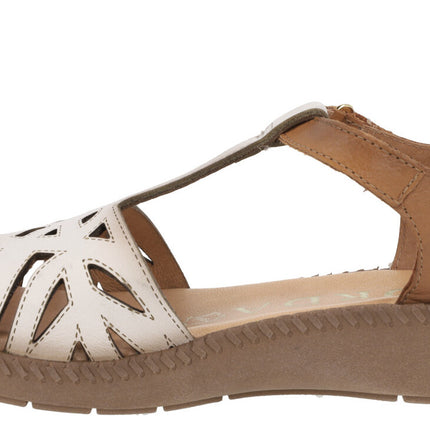 Combined and closed leather sandals for women