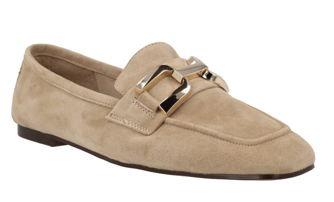 Suede moccasins with metallic adorn for frida women