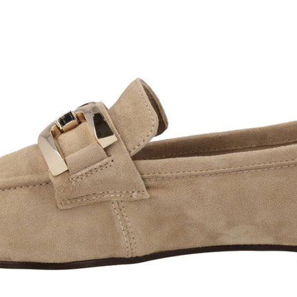 Suede moccasins with metallic adorn for frida women