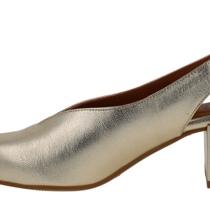 Dis -dated halls Zaba in platinum leather with wide heels