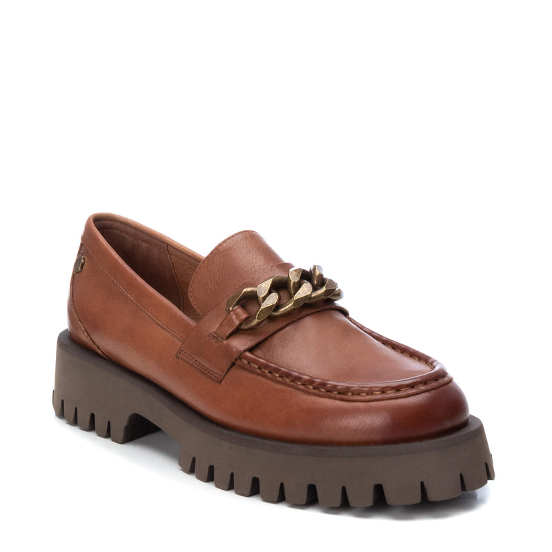 Leather Moccasins with Track Floor and Women's Chain
