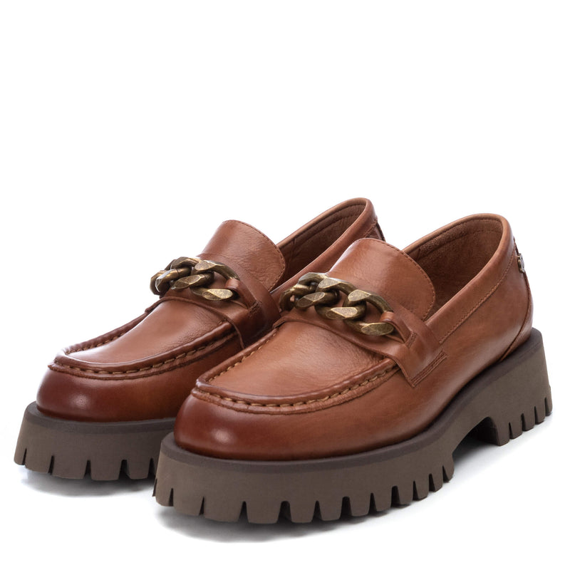 Leather Moccasins with Track Floor and Women's Chain