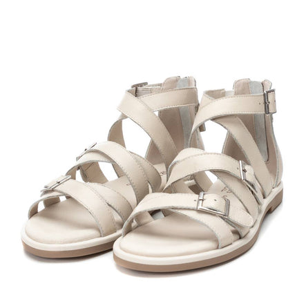 Roman -style leather sandals with buckles for women