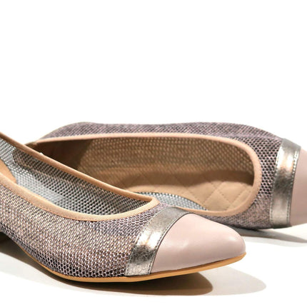 Zapatos corte salón en piel y rejilla con tacones de 3 cms - Zapaterías Cortés