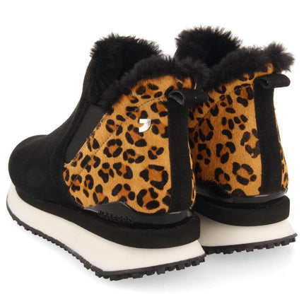 Black Chelsea Ankle Boots with Leopardo Wahl rear