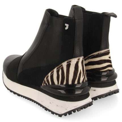 Chelsea black ankle boots with Harbin zebra rear