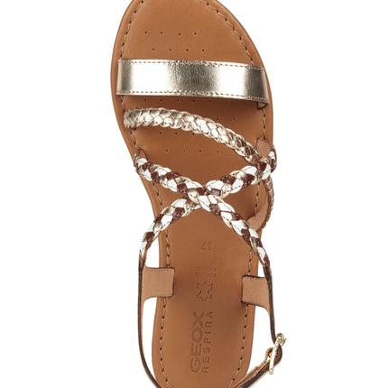 Golden skin sandals with sozy braided strips