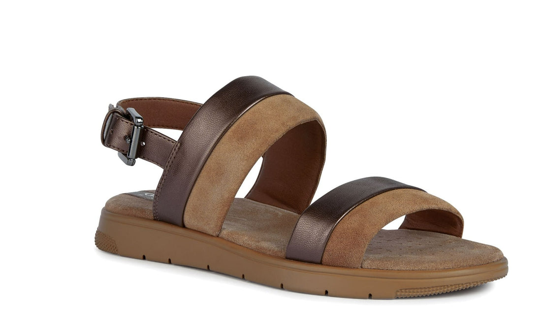 Multimaterial sandals dandra bronze camel