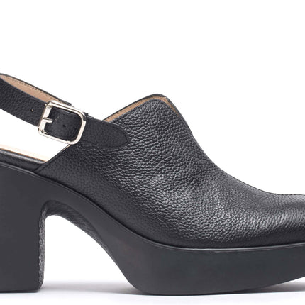 Alaska leather clogs with heel and platform