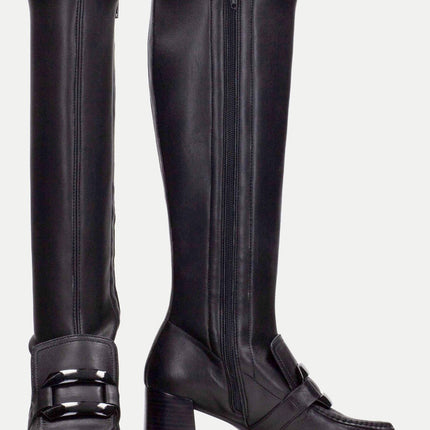 High boots with elastic cane and ornament in the instep for women