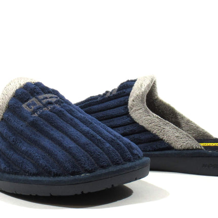 House shoes for men in navy blue corduroy