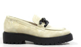 Astrid patent leather moccasins with women's chain