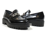 Black Astrid Antik Moccasins with Women's Silver