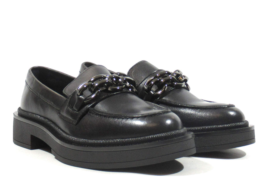 Black Moccasins for Women with Magda Chain