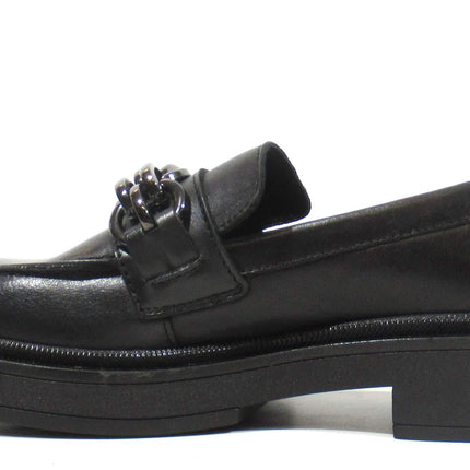 Black Moccasins for Women with Magda Chain