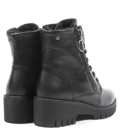 Booties Comfort with leather with laces and zipper