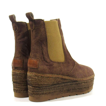 Chelsea Brown Hair Ankle Boots with Esparto floor
