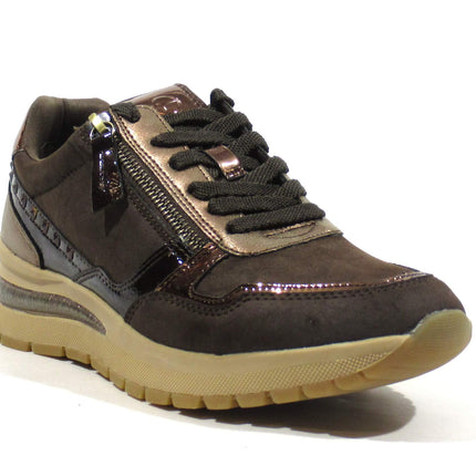 Multimaterial brown sports for women