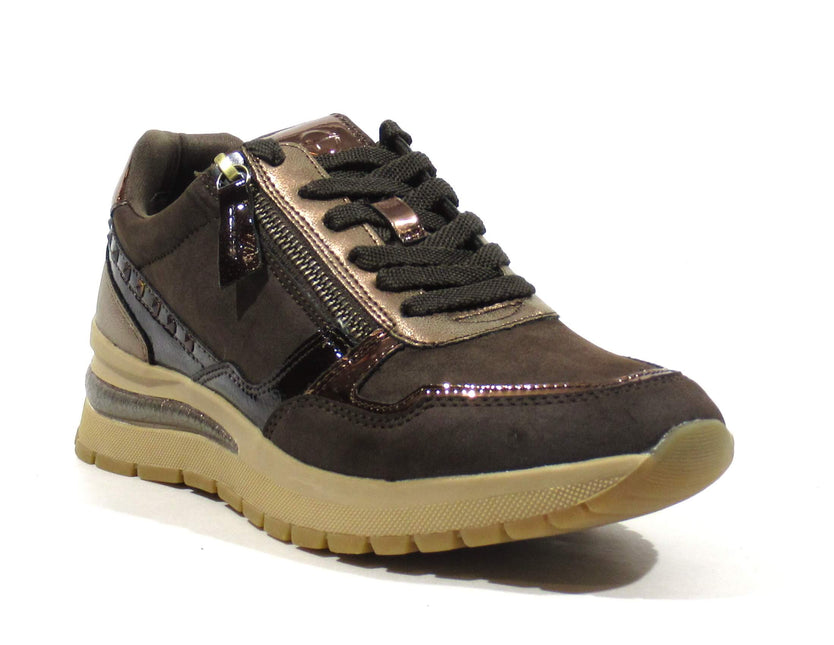 Multimaterial brown sports for women