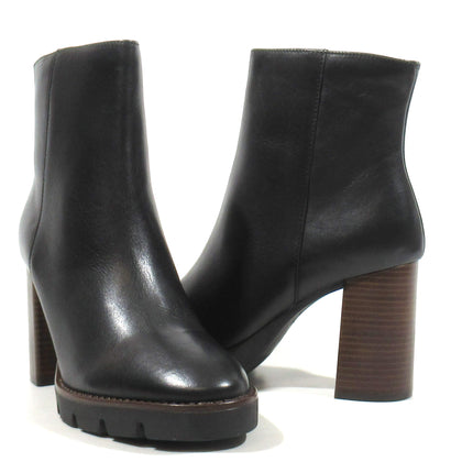 Gosh Black Leather Ankle Boots with Platform and High Heel