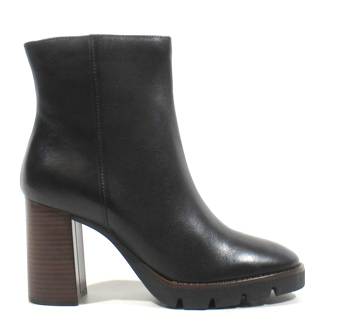 Gosh Black Leather Ankle Boots with Platform and High Heel