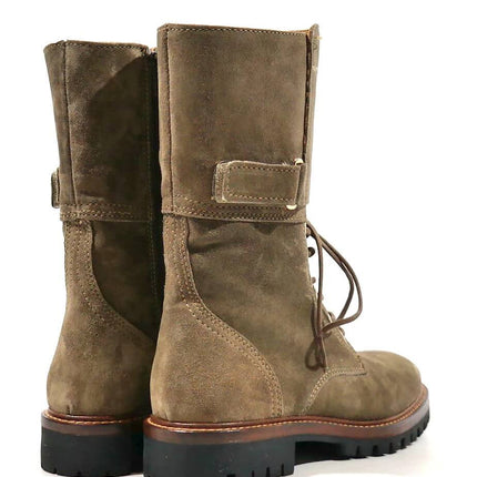 Military Boots for Women in Serraje Taupe
