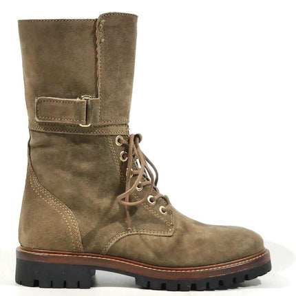 Military Boots for Women in Serraje Taupe