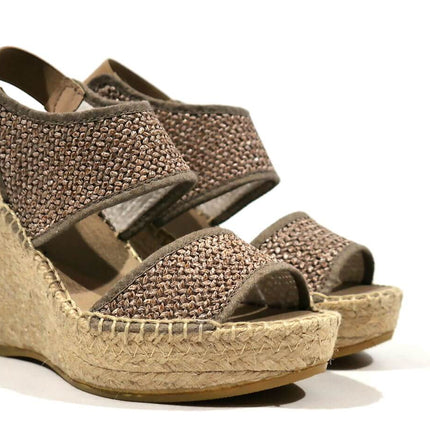 High wedges of esparto for women with two strips rafia