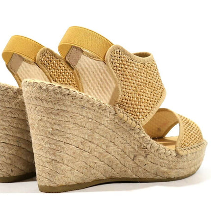 High wedges of esparto for women with two strips rafia