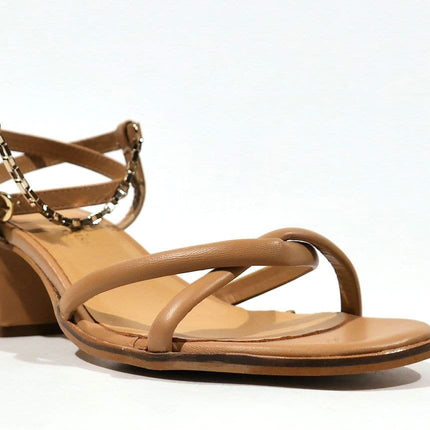 Strips sandals with bracelet and ankle chain