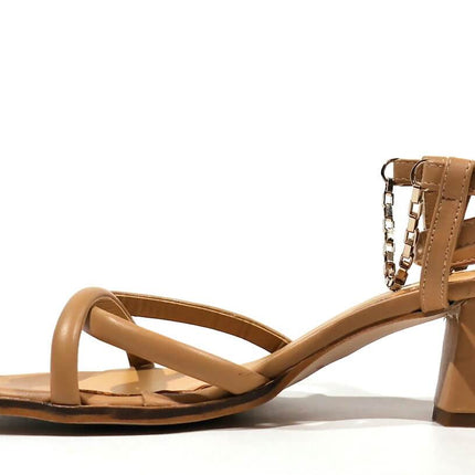 Strips sandals with bracelet and ankle chain