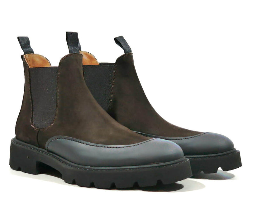Brown Brown Ankle Boots For Men With Black Toe