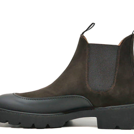 Brown Brown Ankle Boots For Men With Black Toe
