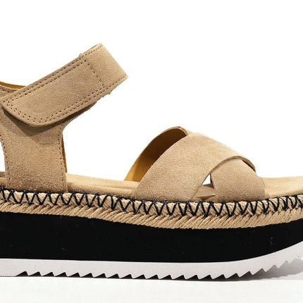 Beige sandals with cross strips and Velcro Julie for women