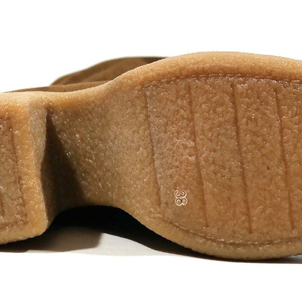 Botas altas en tejido elástico marrón con tacones de goma