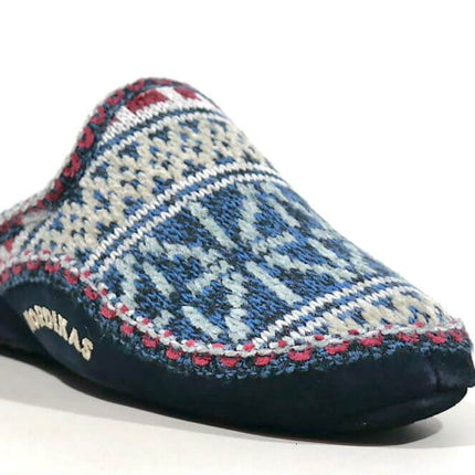 Zapatillas de casa descalzas para mujer en lana combinada azul