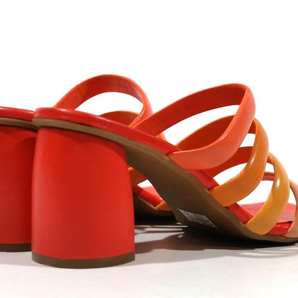 Strips sandals in combined orange for women
