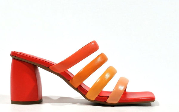 Strips sandals in combined orange for women