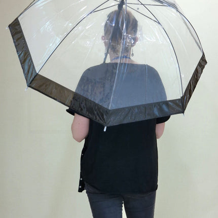 Transparent manual umbrella with live black
