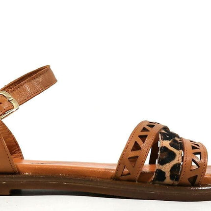 Sandals of strips with animal print for women