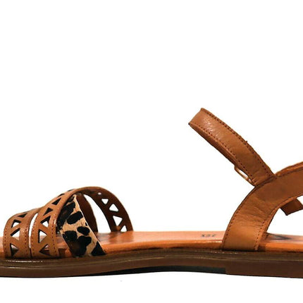 Sandals of strips with animal print for women