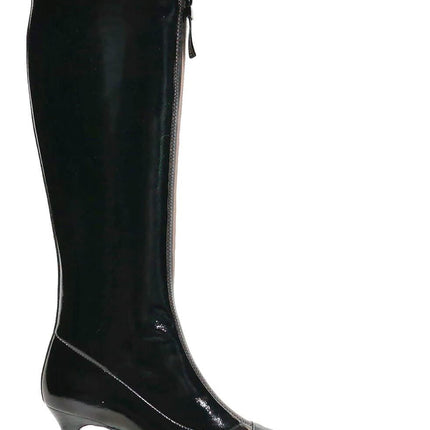 High patent leather boots with central zipper