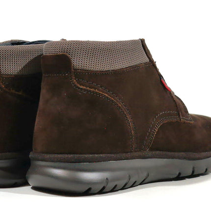 Brown Serraje Booties With Laces For Men